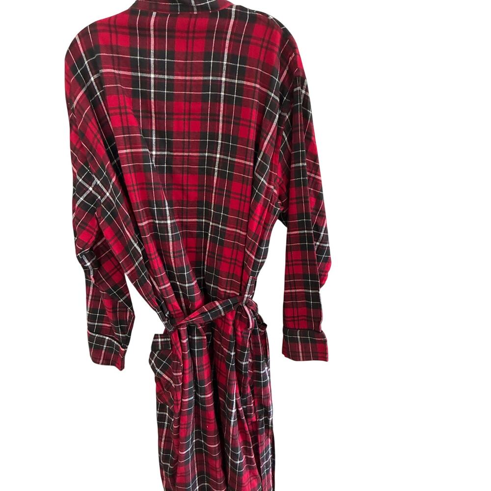 St. John's Bay Mens Robe 2XL Flannel Cotton Plaid Long Sleeve Loungewear - Picture 5 of 5